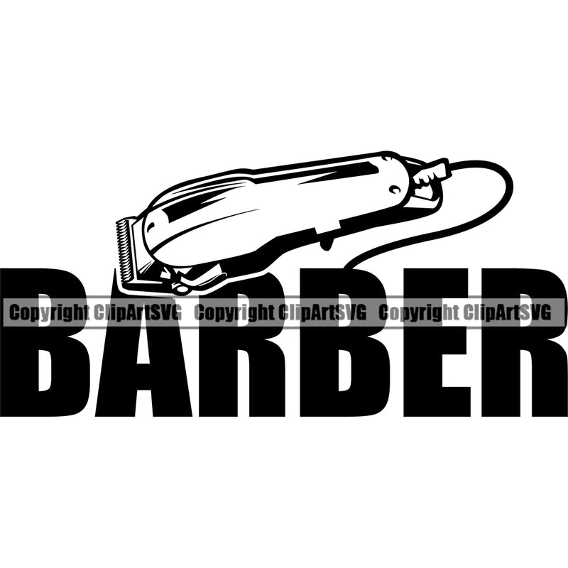 Barber Black White Color With Text Design Element Occupation Clippers Clipper Razor Barbershop Hair Cut Hairdresser Hairstyle Hairstylist Beauty Salon Beard Shave Shaving Groom Grooming Design Element Retro Vintage Business Company Logo Clipart SVG
