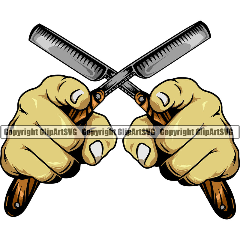 Barber Occupation Clippers Clipper Razor Shop Barbershop Hair Cut Hairdresser Haircut Hairstyle Hairstylist Beauty Salon Beard Shave Shaving Groom Grooming White Color Design Element Retro Vintage Business Company Logo Clipart SVG
