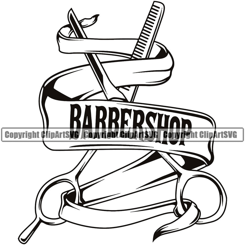 Barber With Text Design Occupation Clippers Clipper Razor Scissors Shears Barbershop Hair Cut Hairdresser Haircut Hairstyle Hairstylist Beauty Salon Beard Shave Shaving Groom Grooming Element Retro Vintage Business Company Logo Clipart SVG