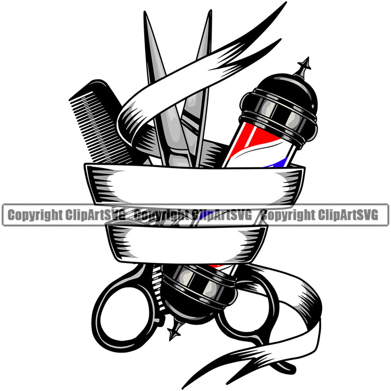 Barber Occupation Clippers Clipper Scissors Shears Shop Barbershop Hair Cut Hairdresser Haircut Hairstyle Hairstylist Beauty Salon Beard Shave Shaving Groom Grooming Design Element Retro Vintage Business Company Logo Professional Classic Style Clipart SVG
