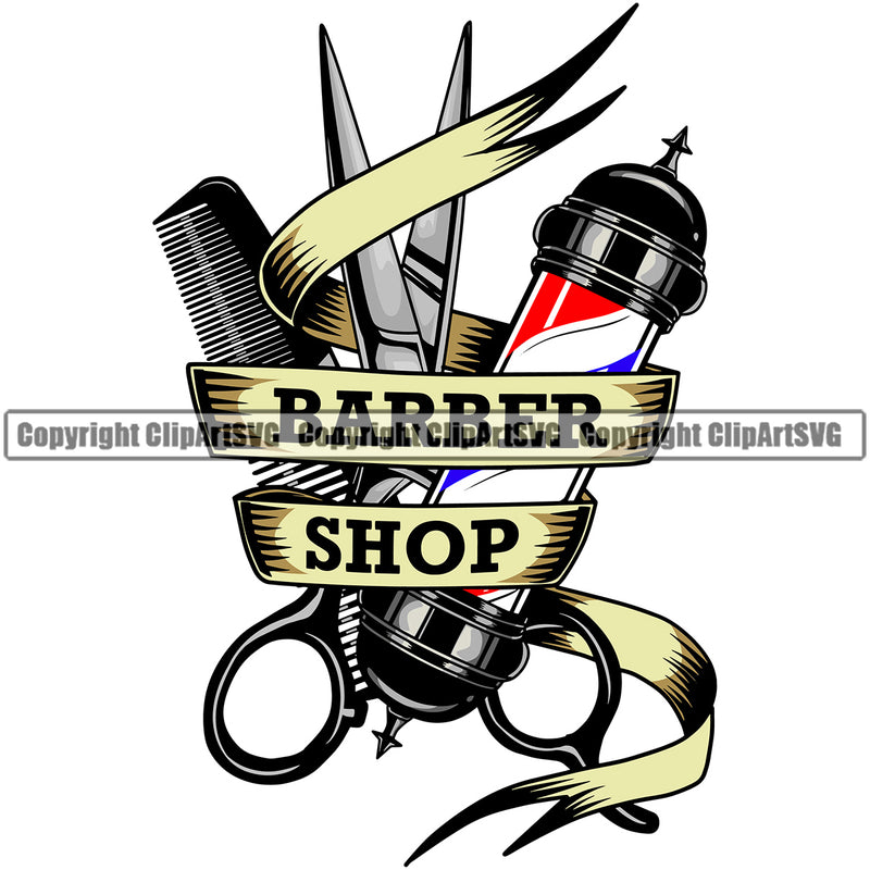 Barber Occupation Clippers Clipper Razor Scissors Shears Yellow Color Design Element Barbershop Hair Cut Hairdresser Haircut Hairstyle Hairstylist Beauty Salon Beard Shave Shaving Groom Grooming Retro Vintage Business Company Logo Clipart SVG
