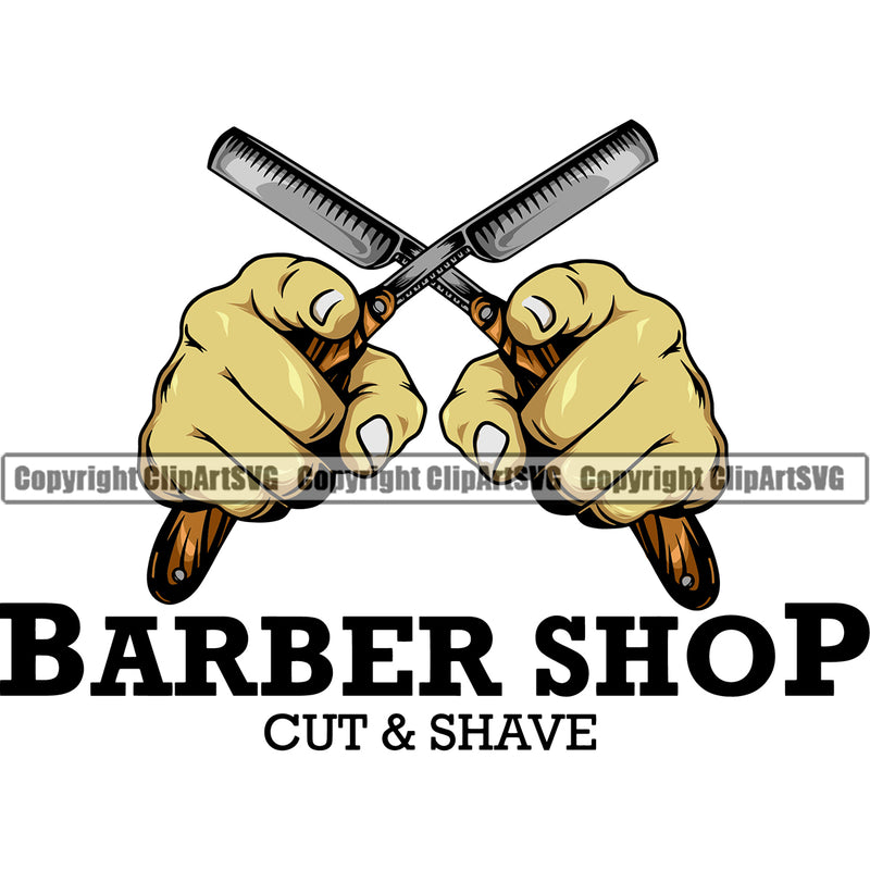 Barber Cut And Shave Design Element Color Light Occupation Clippers Clipper Razor Shop Barbershop Hair Cut Hairdresser Haircut Hairstyle Hairstylist Beauty Salon Retro Vintage Business Company Beard Shave Shaving Groom Grooming Logo Clipart SVG