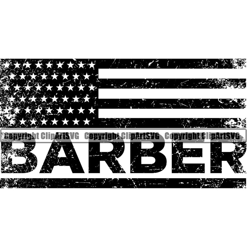 Barber Clippers Clipper Razor Shop Barbershop United States America American Flag Text Black Color Hair Cut Hairdresser Haircut Hairstyle Hairstylist Beauty Salon Beard Shave Shaving Groom Grooming Design Element Retro Business Company Logo Clipart SVG