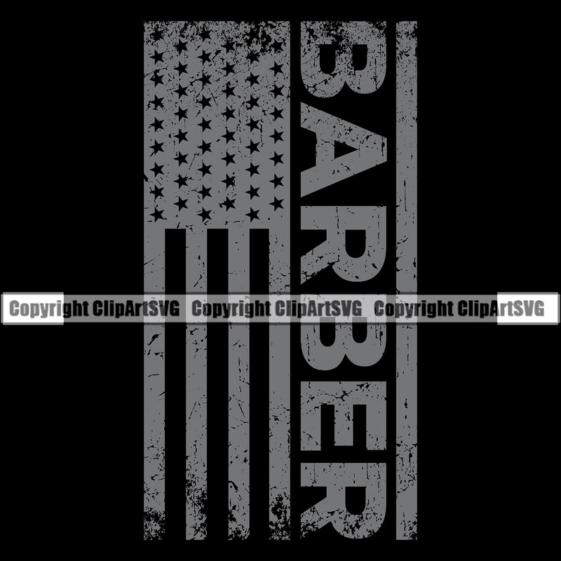 Barber Occupation Clippers Clipper Razor Shop United States America American Flag Text Color Black Hair Cut Hairdresser Haircut Hairstyle Beauty Salon Beard Shave Shaving Groom Grooming Design Element Retro Vintage Business Company Logo Clipart SVG