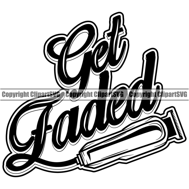 Barber Occupation Get Faded Clippers Clipper Razor Shop Barbershop Hair Cut Hairdresser Haircut Hairstyle Hairstylist Beauty Salon Beard Shave Shaving Groom Grooming Design Element Retro Vintage Business Company Logo Clipart SVG