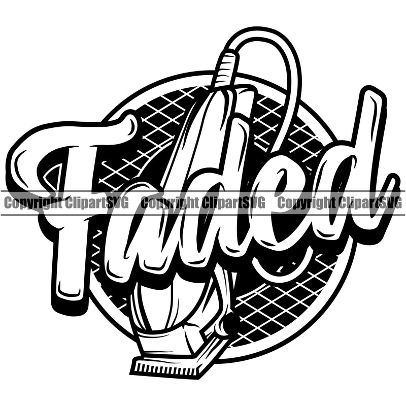 Barber Occupation Faded Text Clippers Clipper Razor Shop Barbershop Hairdresser Haircut Hairstyle Hairstylist Beauty Salon Beard Shaving Groom Design Element Retro Vintage Business Company Logo Clipart SVG