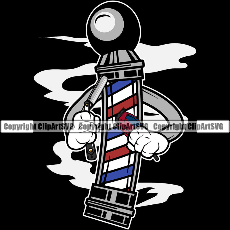 Barber Occupation Clippers Clipper Razor Shop Barbershop Hair Cut Hairdresser Haircut Hairstyle Hairstylist Beard Shave Shaving Groom Black Color Back Ground Design Element Retro Vintage Business Company Logo Clipart SVG