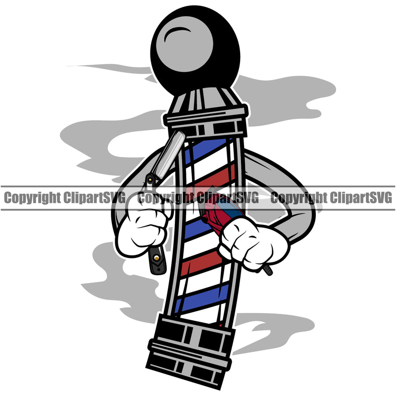 Barber Occupation Smoke Clippers Clipper Razor Shop Barbershop Hairdresser Haircut Hairstyle Hairstylist Beauty Salon Beard Shave Shaving Groom Grooming Design Element Retro Business Company Logo Clipart SVG