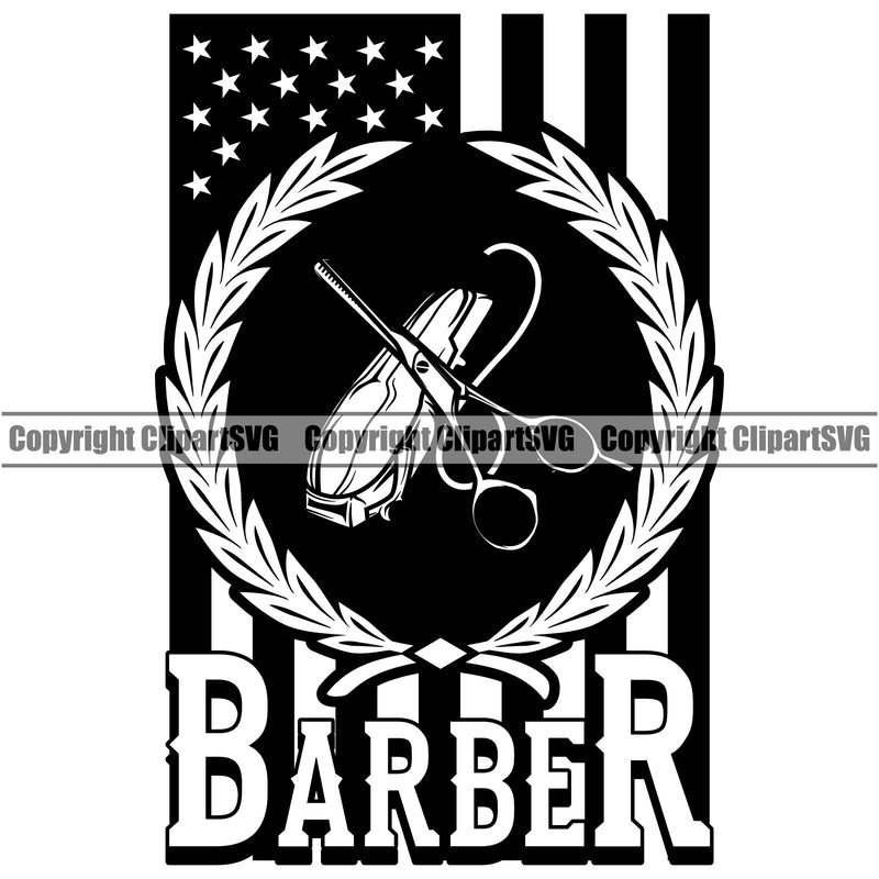 Barber Occupation Clippers Clipper Razor Shop Black Color Background Barbershop Hair Cut Hairdresser Haircut Hairstyle Hairstylist Beauty Salon Beard Shave Shaving Groom Grooming Design Element Retro Vintage Business Company Logo Clipart SVG