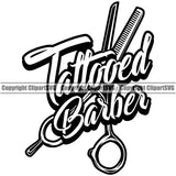 Barber Occupation Clippers Clipper Razor Shop Tattooed Text Barbershop Hair Cut Hairdresser Haircut Hairstyle Hairstylist Beauty Salon Beard Shave Shaving Groom Grooming Design Element Retro Vintage Business Company Logo Clipart SVG