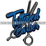 \Barber Occupation Clippers Clipper Razor Tattooed Blue Color Shop Barbershop Hair Cut Hairdresser Haircut Hairstyle Hairstylist Beauty Salon Beard Shave Shaving Groom Grooming Design Element Retro Vintage Business Company Logo Clipart SVG