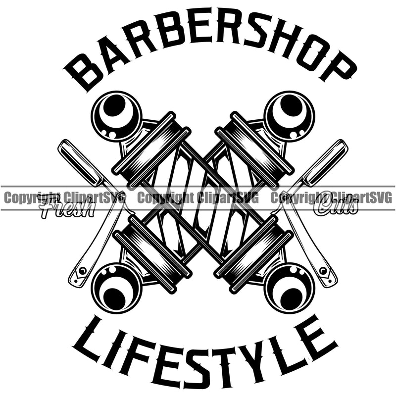 Barber Occupation Clippers Clipper Razor Shop Barbershop Lifestyle Hair Cut Pole Sign Hairdresser Haircut Hairstyle Hairstylist Beauty Salon Beard Shave Shaving Groom Grooming Design Element Retro Vintage Business Company Logo Clipart SVG