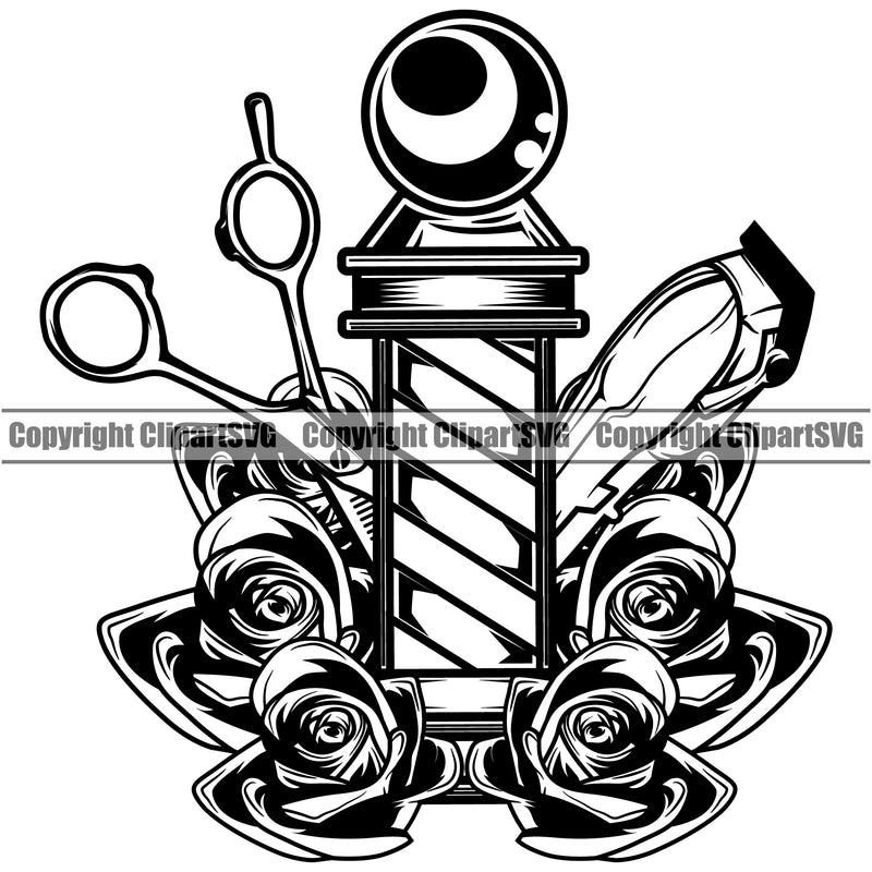 Barber Occupation Clippers Clipper Razor Shop Barbershop Hair Cut Haircut Hairstyle Hairstylist Beauty Salon Shave Shaving Groom Grooming Design Element Retro Vintage Business Company Logo Clipart SVG
