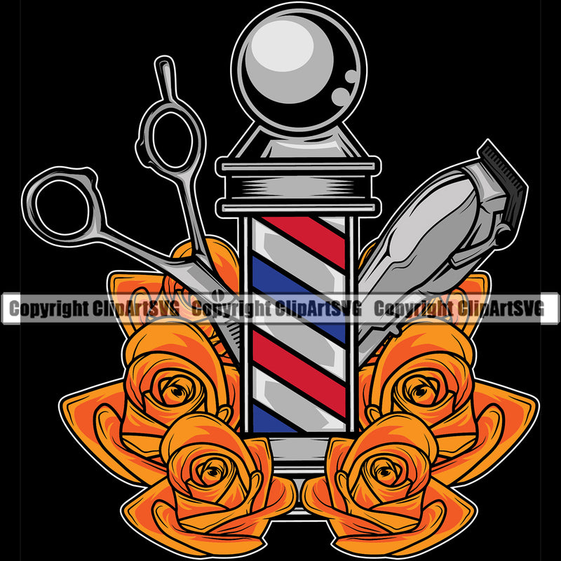 Occupation Barber Hairstyle Style Shave Shop Color Logo Clipart SVG