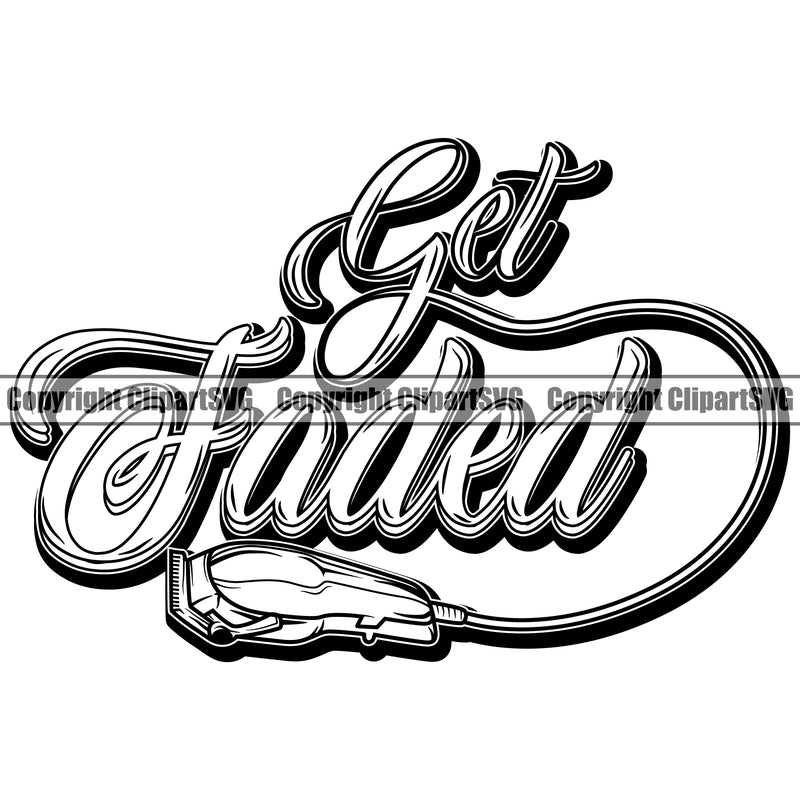Barber Occupation Clippers Clipper Razor Shop Barbershop Hair Cut Get Faded Hairdresser Haircut Hairstyle Hairstylist Beauty Salon Beard Shave Shaving Groom Grooming Design Element Retro Vintage Business Company Logo Clipart SVG
