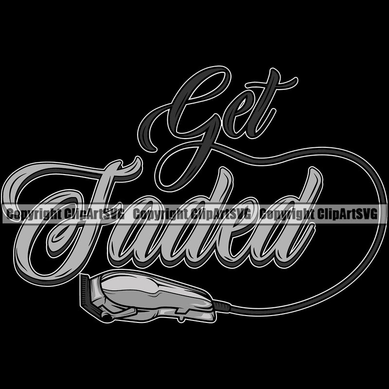 Barber Occupation Clippers Clipper Razor Shop Barbershop Hair Cut Get Faded Black Background Hairdresser Haircut Hairstyle Hairstylist Beauty Salon Beard Shave Shaving Groom Grooming Design Element Retro Vintage Business Company Logo Clipart SVG