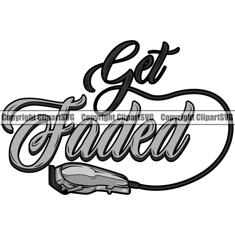 Barber Occupation Clippers Clipper Razor Shop Barbershop Hair Get Faded Cut Hairdresser Haircut Hairstyle Hairstylist Beauty Salon Beard Shave Shaving Groom Grooming Design Element Retro Vintage Business Company Logo Clipart SVG