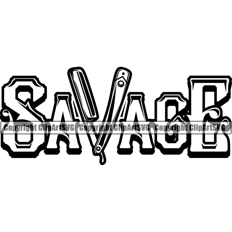Barber Occupation Clippers Clipper Razor Shop Barbershop Savage Quote Hair Cut Hairdresser Haircut Hairstyle Hairstylist Beauty Salon Beard Shave Shaving Groom Grooming Design Element Retro Vintage Business Company Logo Clipart SVG