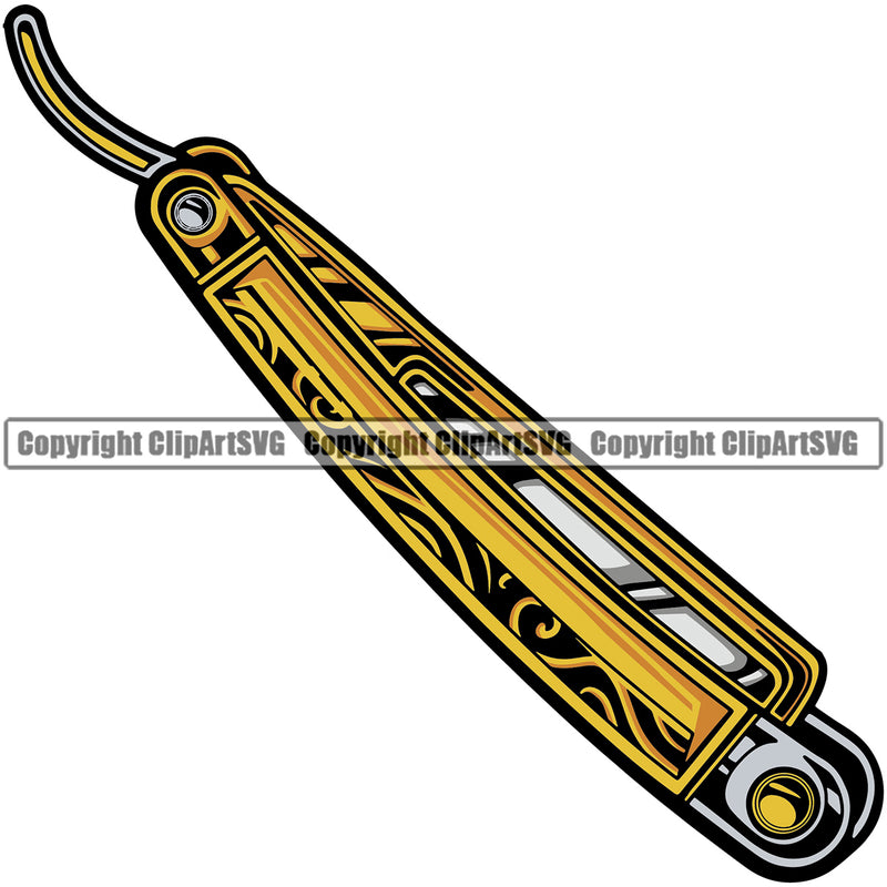 Barber Occupation Clippers Clipper Razor Straight Shop Barbershop Hair Cut Hairdresser Haircut Hairstyle Hairstylist Beauty Salon Beard Shave Shaving Groom Grooming Design Element Retro Vintage Business Company Logo Clipart SVG