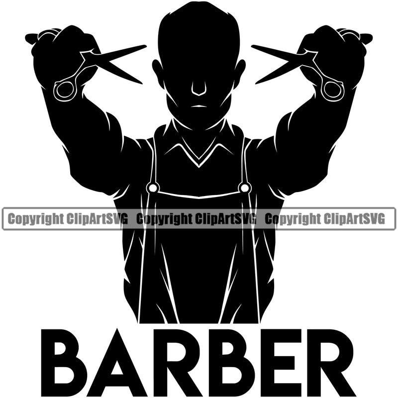 Barber Occupation Silhouette Clippers Clipper Razor Shop Barbershop Hair Cut Hairdresser Haircut Hairstyle Hairstylist Beauty Salon Beard Shave Shaving Groom Grooming Design Element Retro Vintage Business Company Logo Clipart SVG