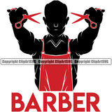 Barber Occupation Silhouette With Red Color Clippers Clipper Razor Shop Barbershop Hairstylist Beauty Salon Beard Shave Shaving Groom Grooming Design Element Retro Vintage Business Company Logo Hair Cut Hairdresser Haircut Hairstyle Clipart SVG