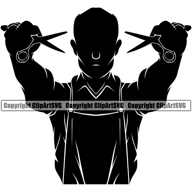 Barber Occupation Silhouette Clippers Clipper Razor Shop Business Company Logo Beauty Salon Beard Shave Shaving Groom Grooming Design Element Retro Vintage Clipart SVG