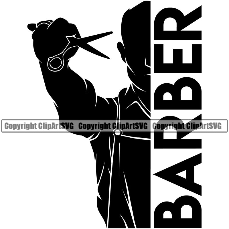 Barber Occupation Silhouette Clippers Professional Razor Shop Barbershop Hair Cut Hairdresser Haircut Hairstyle Hairstylist Beauty Salon Beard Shave Shaving Groom Grooming Design Element Retro Vintage Business Company Logo Clipart SVG