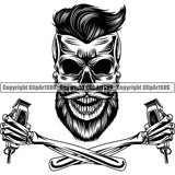 Occupation Barber Skeleton Arms Salon Barber Barbershop Hairstylist Hair Cut Logo Clipart SVG