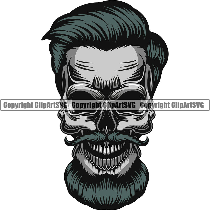 Barber Skull 10006 Design Element Clipper Clippers Scissors Razor Barbershop Hair Cut Hairdresser Haircut Hairstyle Beauty Salon Shave Shaving Groom Retro Business Company Logo Clipart SVG