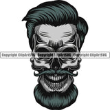 Barber Skull 10006 Design Element Clipper Clippers Scissors Razor Barbershop Hair Cut Hairdresser Haircut Hairstyle Beauty Salon Shave Shaving Groom Retro Business Company Logo Clipart SVG