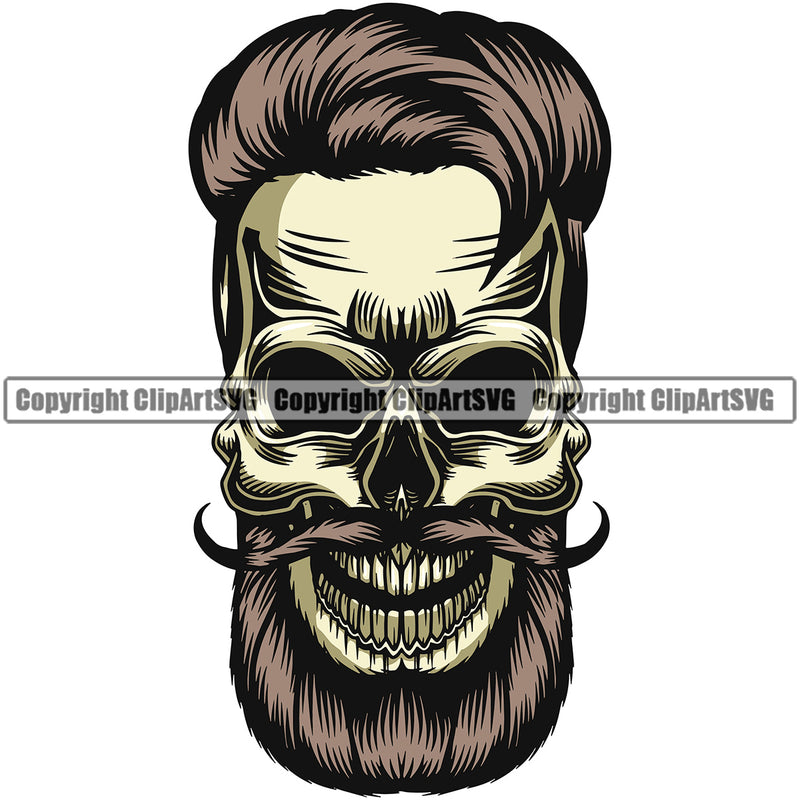 Barber Skull 10008 Color Design Element Clipper Clippers Scissors Razor Barbershop Hair Cut Hairdresser Haircut Hairstyle Hairstylist Beauty Salon Beard Shave Shaving Groom Grooming Retro Vintage Business Company Logo Clipart SVG
