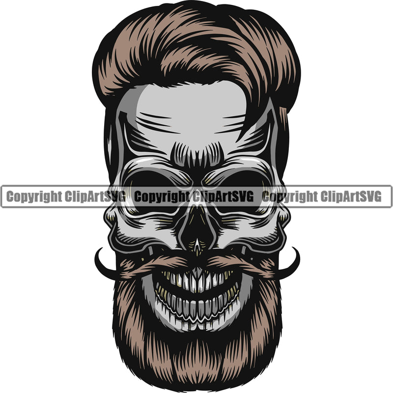Barber Skull Design Element 10008 Color Clipper Clippers Haircut Hairstyle Hairstylist Beauty Salon Beard Shave Shaving Groom Grooming Retro Vintage Business Company Logo Scissors Razor Barbershop Hair Cut Hairdresser Clipart SVG