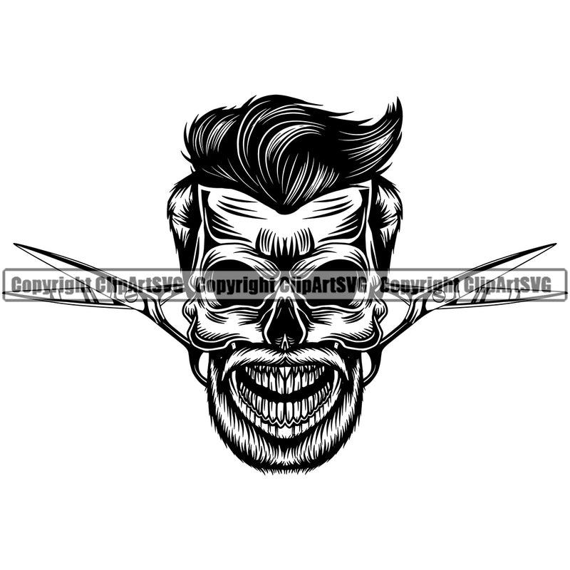 Occupation Barber Skull Barbershop Barber Skeleton Hairstylist Hair Cut Logo Clipart SVG