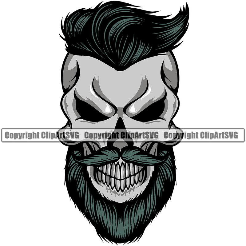 Barber Skull Color Hair Design Element Clipper Clippers Barbershop Hair Cut Hairdresser Haircut Hairstyle Hairstylist Beauty Salon Beard Shave Shaving Groom Grooming Retro Vintage Business Company Logo Clipart SVG