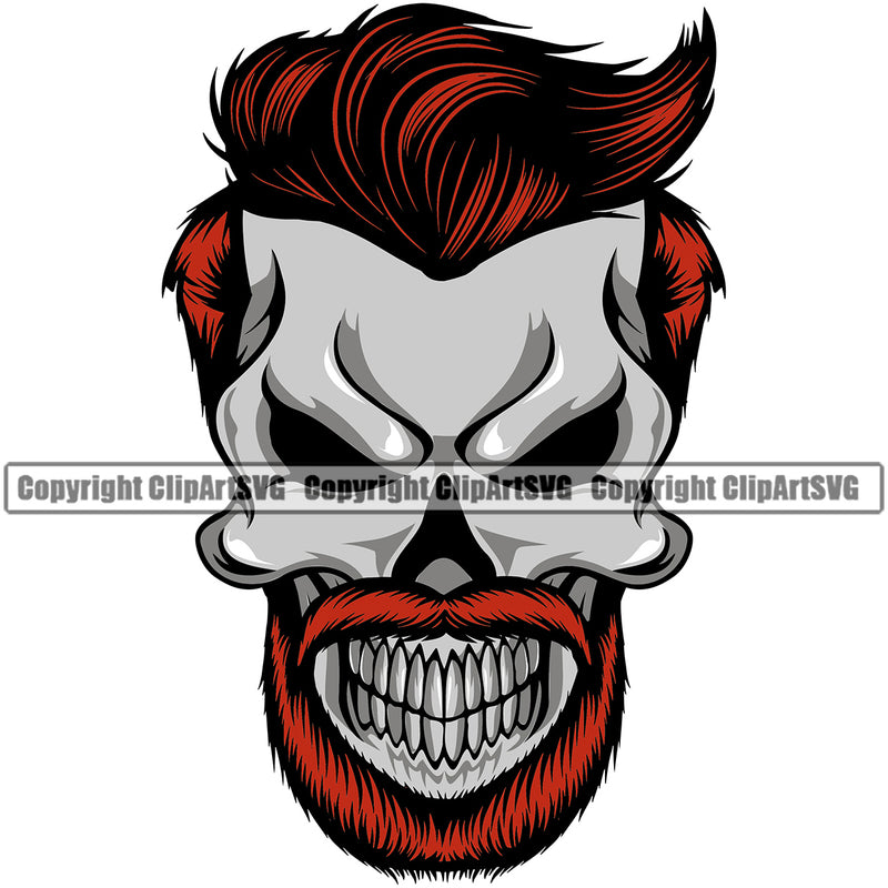 Barber Skull Design Clipper Clippers Hairstyle Hairstylist Beauty Salon Beard Shave Shaving Groom Grooming Retro Vintage Business Company Barbershop Hair Cut Hairdresser Haircut Logo Clipart SVG