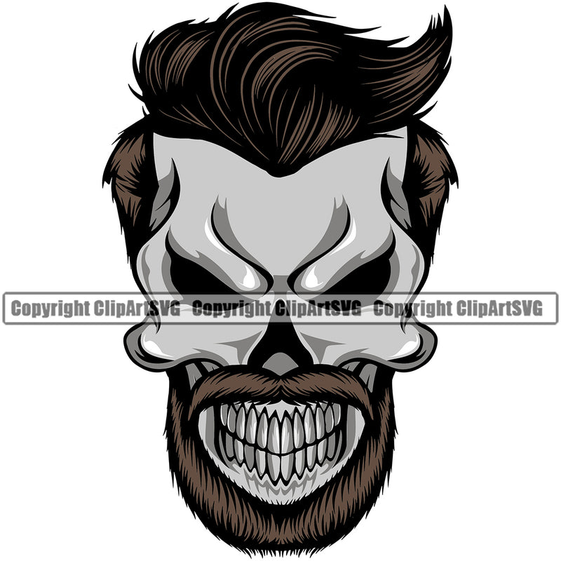 Barber Skull Design Element Color Hair Clipper Clippers Groom Grooming Retro Vintage Business Barbershop Hair Cut Hairdresser Haircut Hairstyle Hairstylist Beauty Salon Beard Shave Shaving Company Logo Clipart SVG