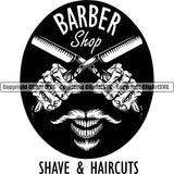 Barber Shop Shave And Hair Cut Text Clipper Clippers Barbershop Hair Cut Hairdresser Haircut Hairstyle Hairstylist Beauty Salon Beard Shave Shaving Groom Grooming Design Element Retro Vintage Business Company Logo Clipart SVG