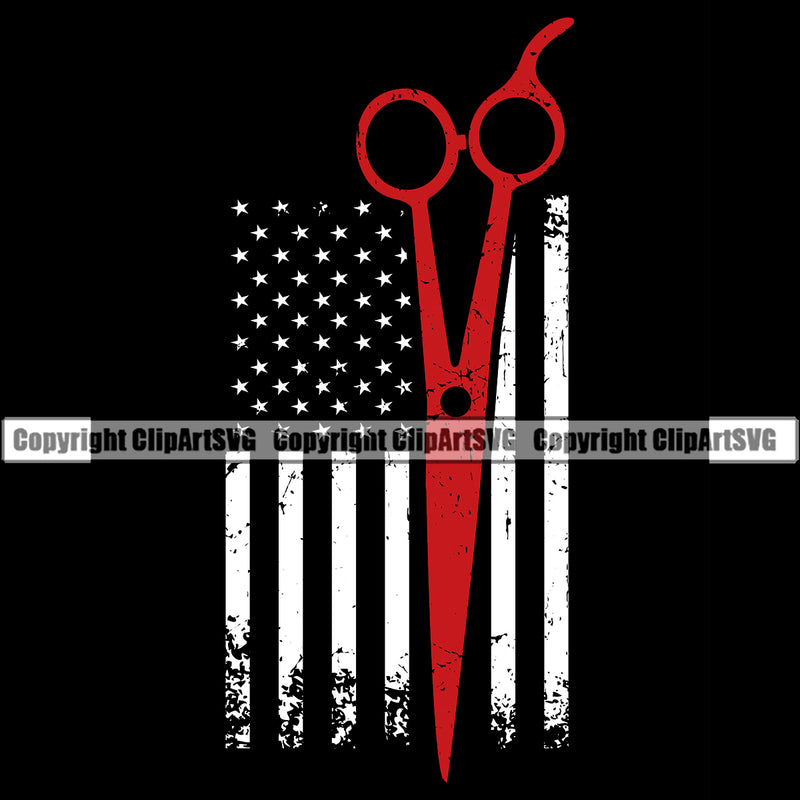 Barber USA Flag Design Element Clipper Clippers Barbershop Hair Cut Hairdresser Haircut Hairstyle Hairstylist Beauty Salon Beard Shave Shaving Groom Grooming Retro Business Company Logo Clipart SVG