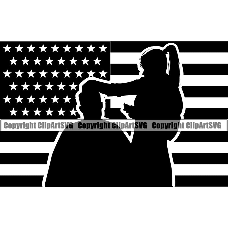 Barber USA Flag Male Female Design Element Barbershop Hair Cut Hairdresser Haircut Hairstyle Hairstylist Beauty Salon Beard Shave Shaving Groom Grooming Retro Vintage Business Company Logo Clipart SVG