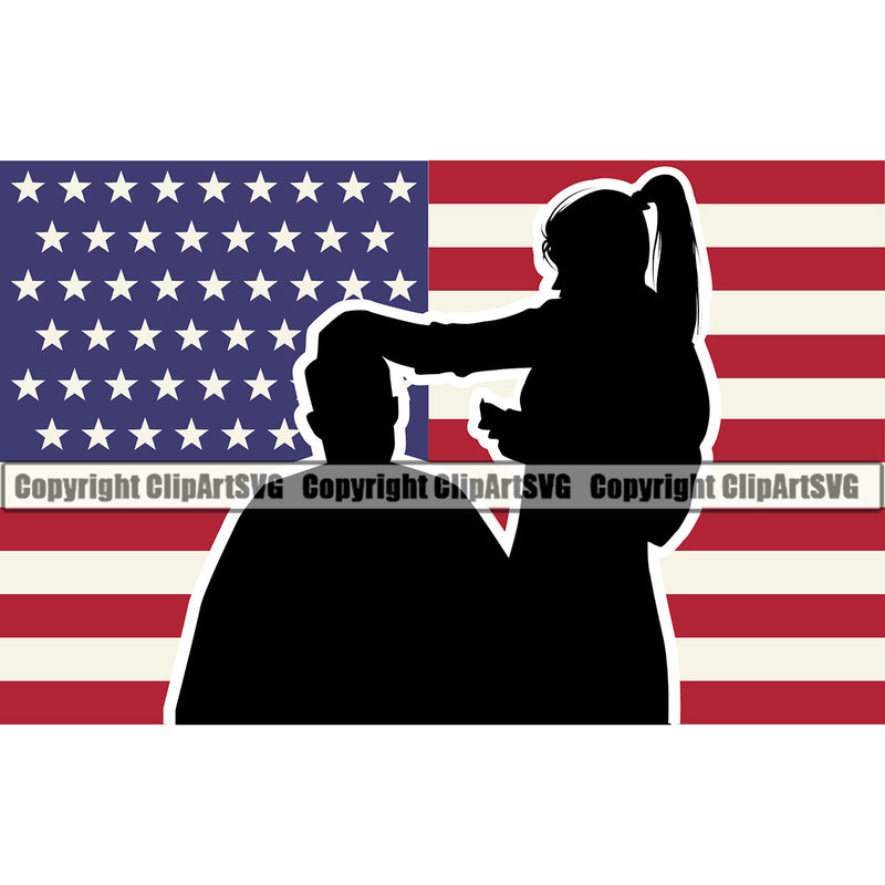 Barber USA Flag Male Female Color Design Element Barbershop Hair Cut Hairdresser Haircut Hairstyle Hairstylist Beauty Salon Beard Shave Shaving Groom Grooming Retro Vintage Business Company Logo Clipart SVG