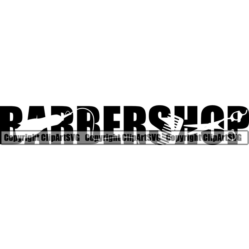 Barber Shop With Text Design Element Barbershop Hairdresser Haircut Hairstyle Hairstylist Beauty Salon Beard Shave Shaving Groom Retro Vintage Business Company Logo Clipart SVG