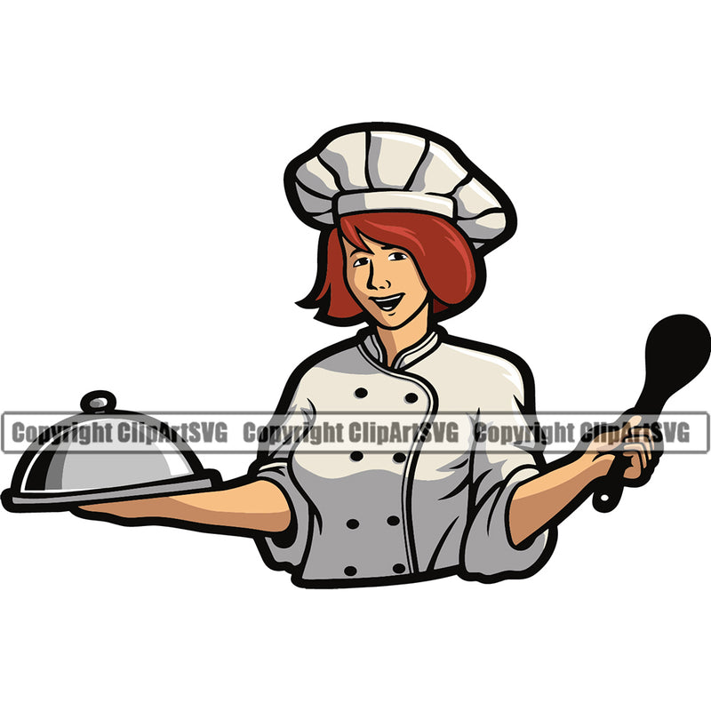 Chef Cook Cooking Cooker BBQ Barbecue Grill Food Restaurant Chef Girl Woman White Background Design Element Kitchen Cuisine Culinary Gourmet Design Logo Clipart SVG