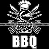 Chef Cook Cooking Cooker Chef BBQ Life Logo Quote Text Black Color Design Element Barbecue Grill Food Restaurant Kitchen Cuisine Culinary Gourmet Design Logo Clipart SVG
