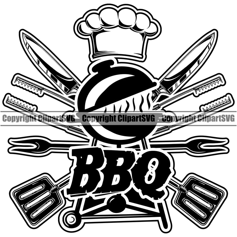 Chef Cook Cooking Cooker BBQ Life Accessories White Background Design Element Barbecue Grill Food Restaurant Kitchen Cuisine Culinary Gourmet Design Logo Clipart SVG