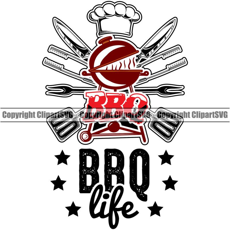 Chef Cook Cooking Cooker Chef BBQ Life Quote Text Black Color Accessories White Background Design Element Barbecue Grill Food Restaurant Kitchen Cuisine Culinary Gourmet Design Logo Clipart SVG