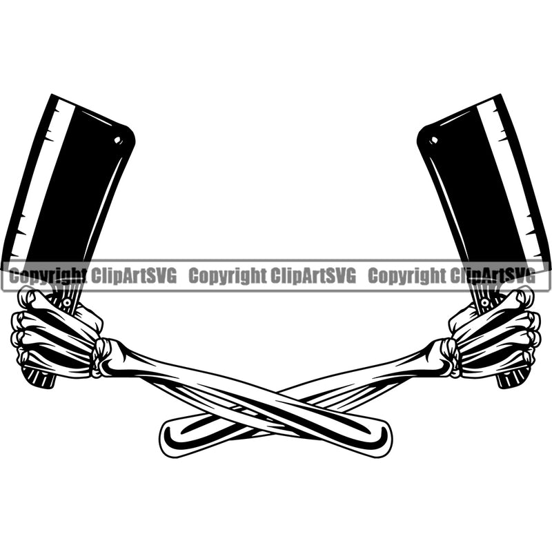 Chef Cook Cooking Cooker BBQ Barbecue Grill Food Chef Barbeque Skull Head Design Element Arms Restaurant Kitchen Cuisine Culinary Gourmet Design Logo Clipart SVG