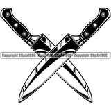 Chef Cook Cooking Cooker BBQ Barbecue Grill Food Chef Knife Butcher Crossed White Background Design Element Restaurant Kitchen Cuisine Culinary Gourmet Design Logo Clipart SVG