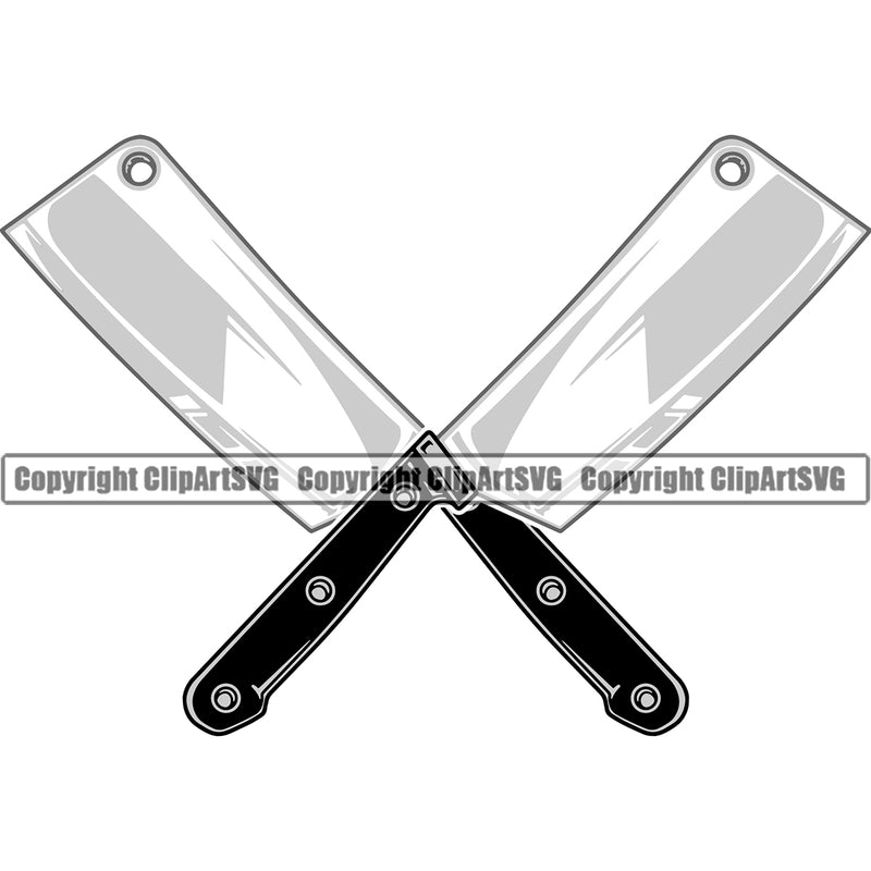 Chef Cook Cooking Cooker BBQ Barbecue Grill Food Chef Knife Clever Color And White Background Design Element Restaurant Kitchen Cuisine Culinary Gourmet Design Logo Clipart SVG