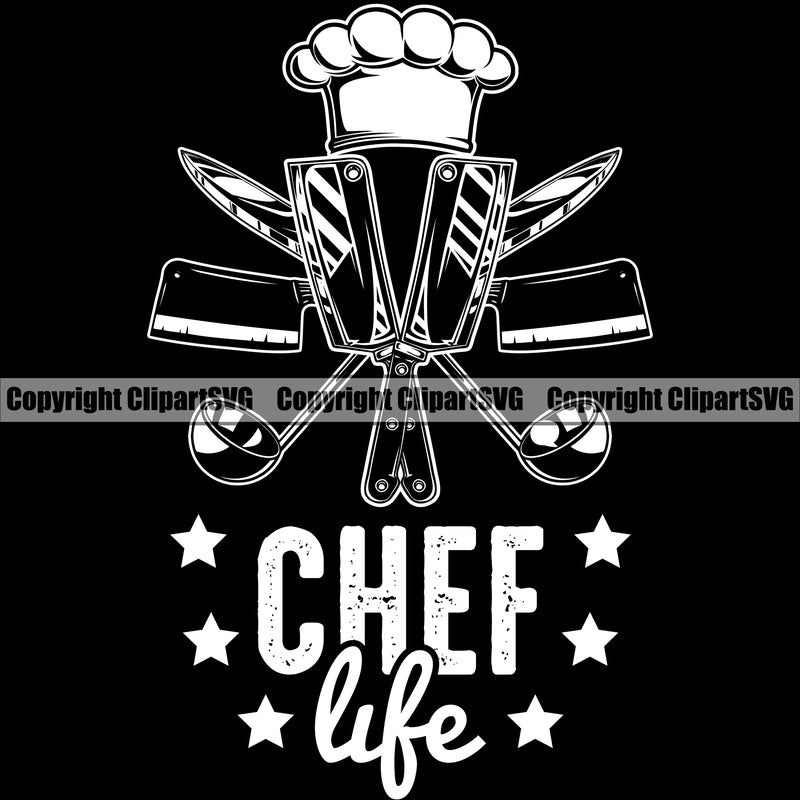 Chef Cook Cooking Cooker BBQ Barbecue Grill Food Chef Life Black Background Design Element Quote Text Restaurant Kitchen Cuisine Culinary Gourmet Design Logo Clipart SVG