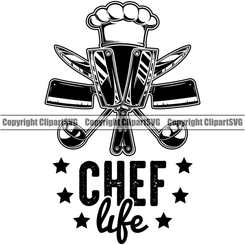 Chef Cook Cooking Cooker BBQ Barbecue Chef Life Accessories Black Color White Background Design Element Grill Food Restaurant Kitchen Cuisine Culinary Gourmet Design Logo Clipart SVG